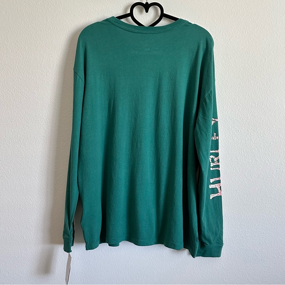 Hurley Green Hula Skeleton Graphic Long Sleeve Relaxed Fit Tee Size S - Picture 4 of 10